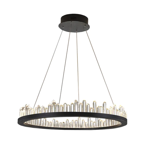 Pendente Roca Preto e Transparente (d)80cm (c)0cm (l)0cm (a)11cm 1x36w 3000k 2160lm Led - Bc003b