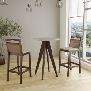 Conjunto Bistrô 1 Mesa 2 Banquetas Rattan