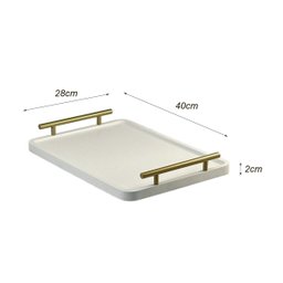 Bandeja Cantinho do Café Decorativa para Servir Bebidas 28x40:branco/dourado - 8