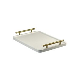 Bandeja Cantinho do Café Decorativa para Servir Bebidas 28x40:branco/dourado - 6