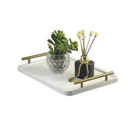 Bandeja Cantinho do Café Decorativa para Servir Bebidas 28x40:branco/dourado - 3
