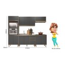 Ver imagem 3 de Cozinha Completa Modulada Torre Quente 5 Peças 100% MDF Angela Cinza/Carvalho Tok/Chumbo