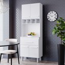 Ver imagem 3 de Paneleiro Torre Quente Armário de Cozinha com Nicho Vic 04 Portas 01 Gaveta Branco - Desk Design