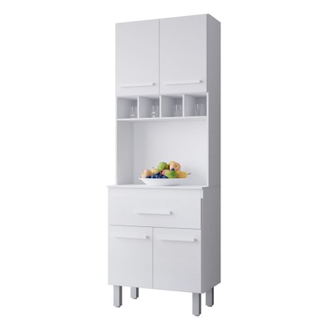 Paneleiro Torre Quente Armário de Cozinha com Nicho Vic 04 Portas 01 Gaveta Branco - Desk Design