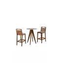 Ver imagem 2 de Conjunto Bistrô 1 Mesa 2 Banquetas Rattan Bege/Pinhão