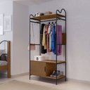 Ver imagem 1 de Closet Aberto em MDF 1 Porta 90x192cm Oasis Marrom/Preto/Nature