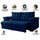 Ver imagem 4 de Sofá Retrátil e Reclinável Bipartido 3 Lugares 2,30m Suede Veludo Coliseu Selmer