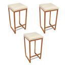 Ver imagem 1 de Banqueta Alta para Cozinha Industrial Kit 3 Nick Bronze e Sintético d03 - D'Rossi Cor Branco
