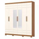 Ver imagem 1 de Guarda Roupa Casal 6 Portas com 2 Espelhos 2 Gavetas Flora D215 Cinamomo Off White - Henn