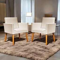 Kit 4 Poltronas Decorativa para Sala Recepção Consultório Nina Corino Cores Pé Palito 30 Cm Castanho - 2