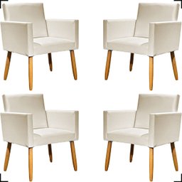 Kit 4 Poltronas Decorativa para Sala Recepção Consultório Nina Corino Cores Pé Palito 30 Cm Castanho - 1
