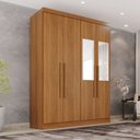 Ver imagem 1 de Guarda-Roupa Solteiro com Espelho 4 Portas 2 Gavetas França Cinamomo
