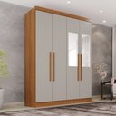 Ver imagem 1 de Guarda-Roupa Solteiro com Espelho 4 Portas 2 Gavetas França Off White/Cinamomo