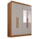 Ver imagem 3 de Guarda-Roupa Solteiro com Espelho 4 Portas 2 Gavetas França Off White/Cinamomo