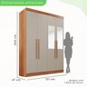 Guarda-roupa Casal com Espelho 4 Portas 2 Gavetas França - 4
