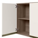 Ver imagem 7 de Cozinha Completa Modulada Torre Quente 5 Peças 100% MDF Angela Branco/Carvalho Tok/Off White Cetim