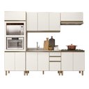 Ver imagem 2 de Cozinha Completa Modulada Torre Quente 5 Peças 100% MDF Angela Branco/Carvalho Tok/Off White Cetim