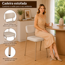 Ver imagem 5 de Cadeira Estofada Camila para Sala Jantar em Aço Est Dourada Assento e Encosto Perola - Edecasamoveis
