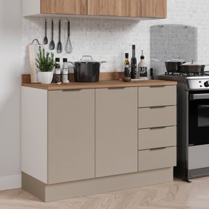 Balcão Pia 120cm com Tampo com Rodapé Puxador 150cm Ipanema CabeCasa MadeiraOriginals