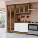 Ver imagem 1 de Armário de Cozinha Compacta com Vidro Reflecta 100% Mdf 192cm Nogueira/branco Celeste Kappesberg