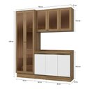Ver imagem 3 de Armário de Cozinha Compacta com Vidro Reflecta 100% Mdf 192cm Nogueira/branco Celeste Kappesberg