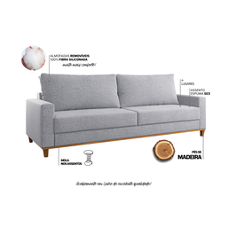 Sófa Living 4 Lugares 2,2M Linhos Ares - 4