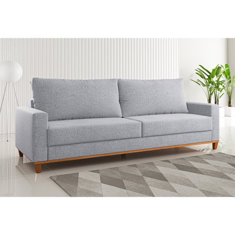 Sofá Fixo 4 Lugares com 2 Almofadas Soltas Inox Ares 220cm