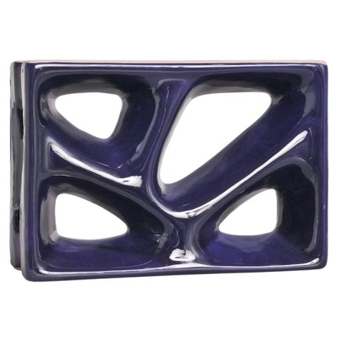 Elemento Vazado Louça Rama Azul Cobalto Esmaltado - 750280 - CERAMICA MARTINS