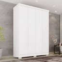 Ver imagem 1 de Guarda-Roupa Solteiro 4 Portas 2 Gavetas com Pés França Branco