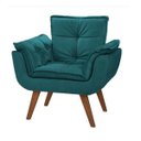 Ver imagem 2 de Kit 2 Poltrona Decorativa Canoa Retrô Suede Azul Tiffany para Sala de Estar Luxo Escritório Quarto