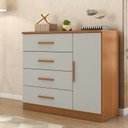 Ver imagem 1 de Cômoda Sapateira Genova Plus 1 Porta 4 Gavetas Bege/Cinamomo/Areia