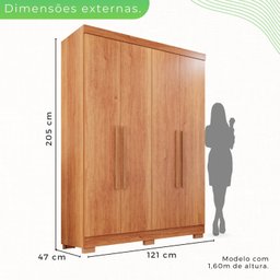 Guarda-roupa Casal 4 Portas 2 Gavetas França - 5