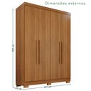 Ver imagem 3 de Guarda-Roupa Solteiro 4 Portas 2 Gavetas com Pés França Cinamomo