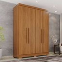 Ver imagem 1 de Guarda-Roupa Solteiro 4 Portas 2 Gavetas com Pés França Cinamomo