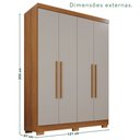 Ver imagem 4 de Guarda-Roupa Solteiro 4 Portas 2 Gavetas com Pés França Off White/Cinamomo
