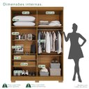 Ver imagem 6 de Guarda-Roupa Solteiro 4 Portas 2 Gavetas com Pés França Off White/Cinamomo