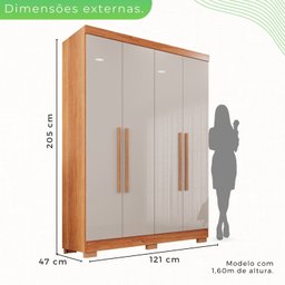Guarda-roupa Casal 4 Portas 2 Gavetas França - 5