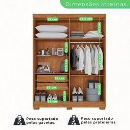 Guarda-roupa Casal 4 Portas 2 Gavetas França - 6