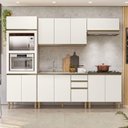 Ver imagem 1 de Cozinha Completa Modulada Torre Quente 5 Peças 100% MDF Angela Branco/Carvalho Tok/Bianco