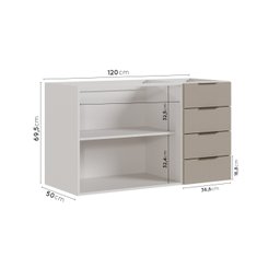 Balcão Pia 120cm sem Tampo sem Rodapé Puxador 150cm Ipanema Cabecasa Madeiramadeira - 3