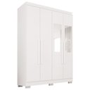 Ver imagem 2 de Guarda-Roupa Solteiro com Espelho 4 Portas 2 Gavetas com Pés França Branco