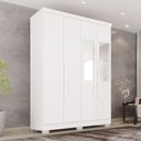 Ver imagem 1 de Guarda-Roupa Solteiro com Espelho 4 Portas 2 Gavetas com Pés França Branco