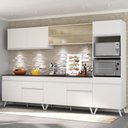Ver imagem 1 de Armário de Cozinha Completa Modulada Bogotá 5 peças Multimóveis com Led, Vidro Reflecta,  Puxador e 