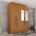 Ver imagem 1 de Guarda-Roupa Solteiro com Espelho 4 Portas 2 Gavetas com Pés França Cinamomo