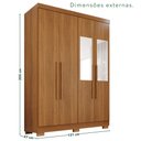 Ver imagem 3 de Guarda-Roupa Solteiro com Espelho 4 Portas 2 Gavetas com Pés França Cinamomo