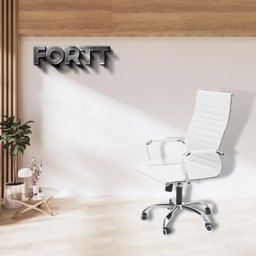 Cadeira de Escritório Esteirinha Base Cromada com Rodinha Fortt Bilbao Branca - Cef01-b - 3 Cadeira de Escritório Esteirinha Base Cromada com Rodinha Fortt Bilbao Branca - Cef01-b - 3