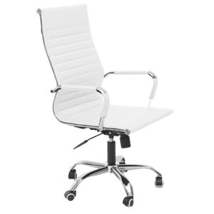 Cadeira de Escritório Esteirinha Base Cromada com Rodinha Fortt Bilbao Branca - Cef01-b