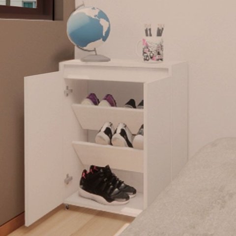 Sapateira para Quarto  2 Portas - Branco - Compacta