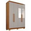 Ver imagem 3 de Guarda-Roupa Solteiro com Espelho 4 Portas 2 Gavetas com Pés França Off White/Cinamomo