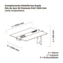 Ver imagem 3 de Complemento de Mesa Plataforma para Coworking para 2 Pessoas 150x120 150cm Industrial Nogueira Casablanca e Branco Bege